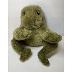 Vintage GUND 1985 Green Croaking Frog Plush Stuffed Animal Collectible